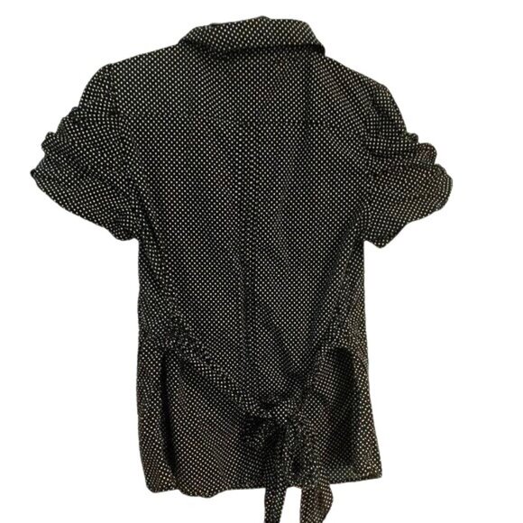 Kenar Black & White Polka Dot Button-Down Blouse L - Picture 4 of 4